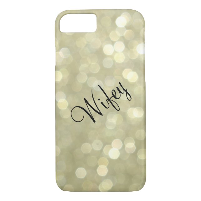 Wifey Sparkly Gold iPhone 7 Coque (Dos)