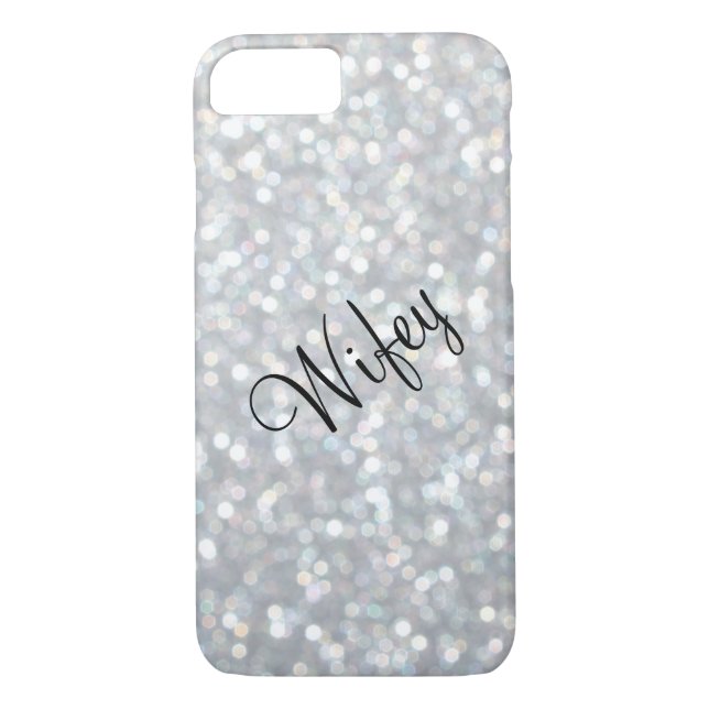 Wifey Sparkly & Silver iPhone 7 Coque (Dos)