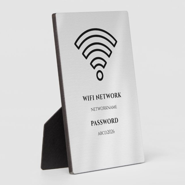 Wifi Network and Password Black Plaque (Côté)