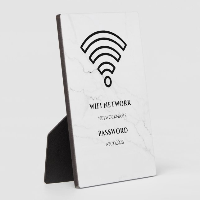 Wifi Network and Password Black Plaque (Côté)