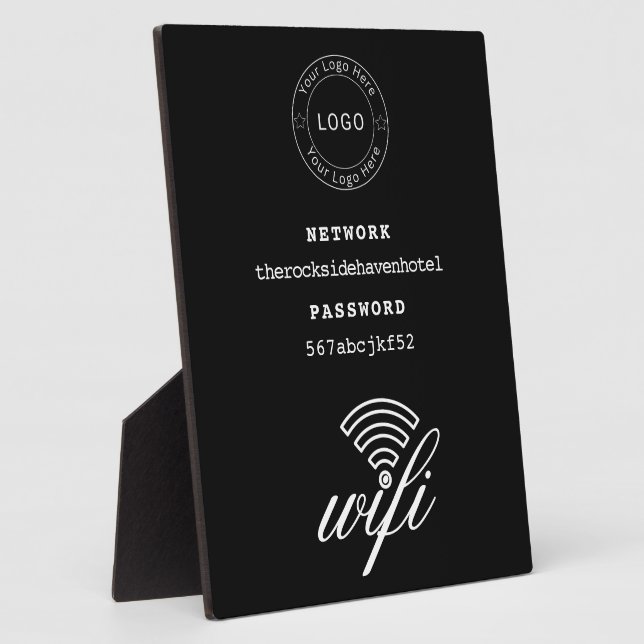 Wifi Network and Password Black Plaque (Côté)