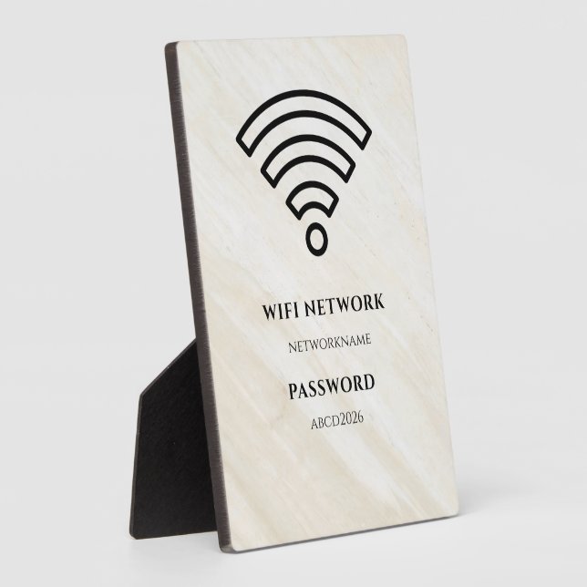 Wifi Network and Password Black Plaque (Côté)