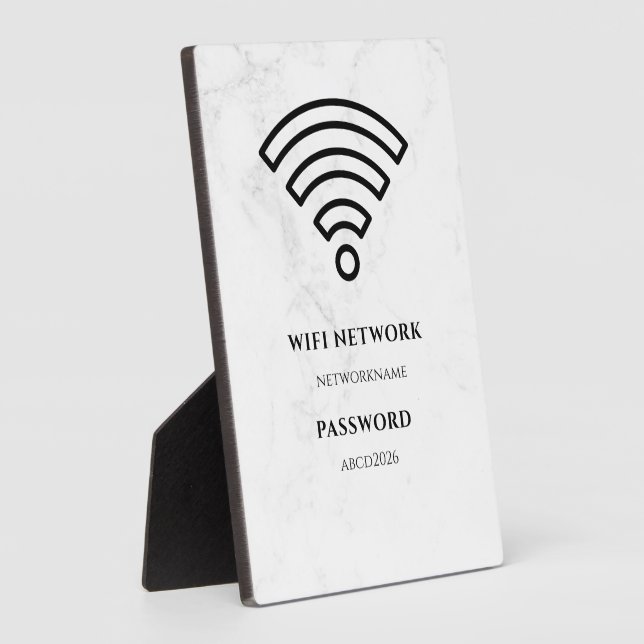 Wifi Network and Password Black Plaque (Côté)