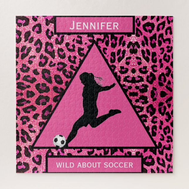 Wild About Soccer Girls Pink Jigsaw Puzzle (Vertical)