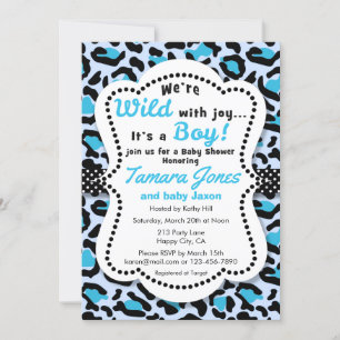 Wild avec Joy Blue Boy Baby shower Invitation