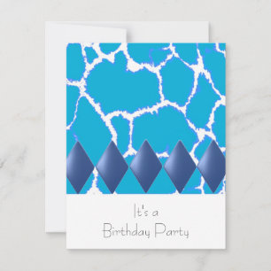 Wild Blue Giraffe Motif Invitation d'anniversaire