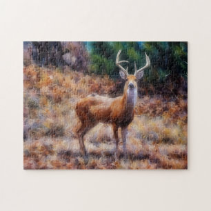 Wild Buck Deer Animal Nature Art Puzzle