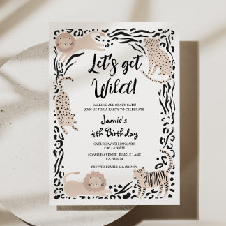 Wild Cat Jungle Anniversaire Fête Invitation