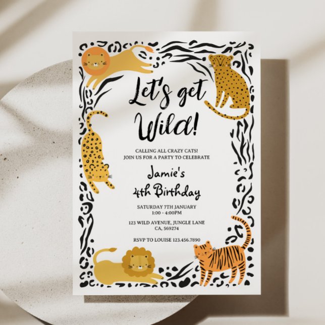 Wild Cat Jungle Anniversaire Fête Invitation (Créateur téléchargé)