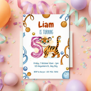 Wild & Cute Tiger 5e anniversaire Invitation