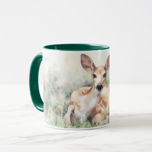 Wild Deer Resting in a Meadow Art Mug Cup (Devant gauche)