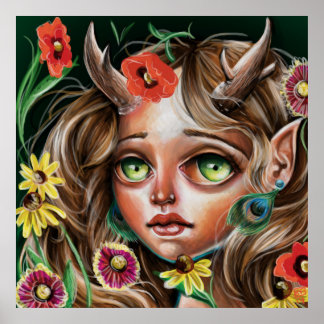 Wild Flower Forest Nymph Pop Surrealism Poster