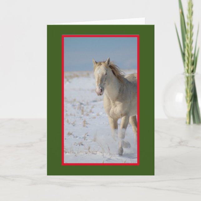 WILD HORSE DE L'UTAH SUR LA Carte NOËL NEIGE (Devant)