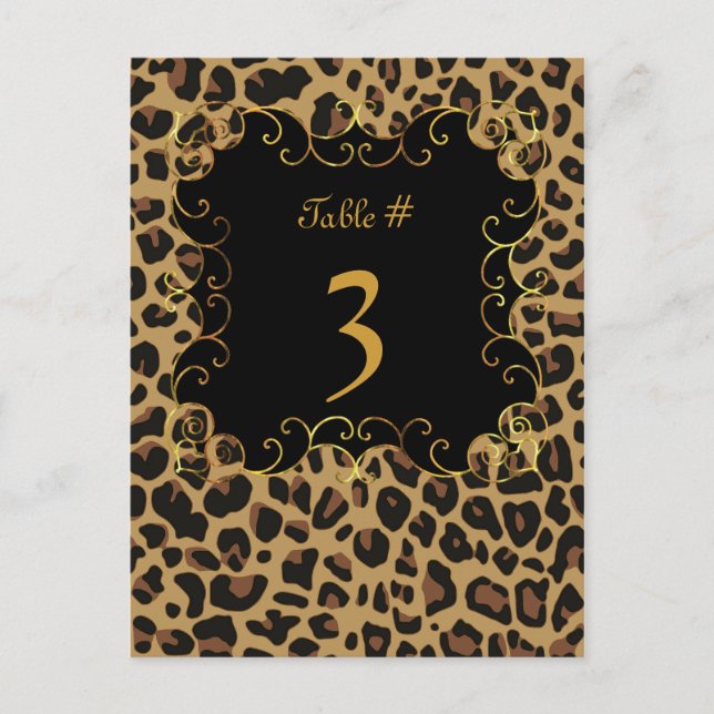 Wild Jaguar Imprimer Mariage Carte Numéro de table (Devant)