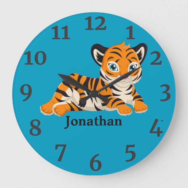 Wild Jungle Safari Animaux bébé Grosse horloge (Recto)