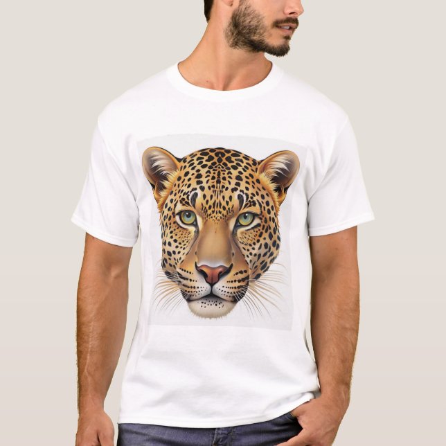 Wild Leopard Art T-Shirt – Bold Black & White Anim (Devant)
