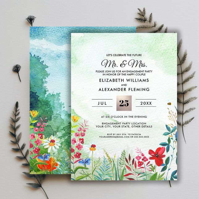 Wild Meadow Summer Forest Engagement Invitations (Créateur téléchargé)