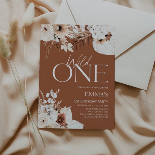 Wild One 1er anniversaire Invitation Boho Terracot (Créateur téléchargé)