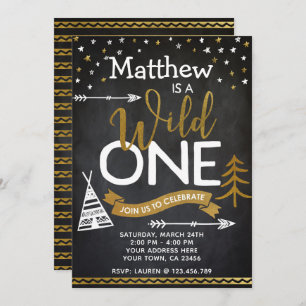 Wild One 1er Birthday Invitation Chalkboard