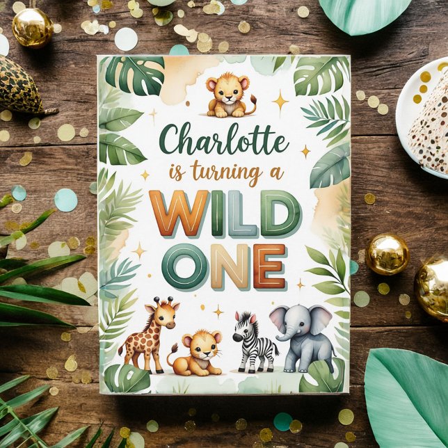 Wild One 1st Birthday Invitation Card - Charlotte (Créateur téléchargé)