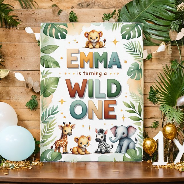 Wild One 1st Birthday Invitation Card - Emma (Créateur téléchargé)