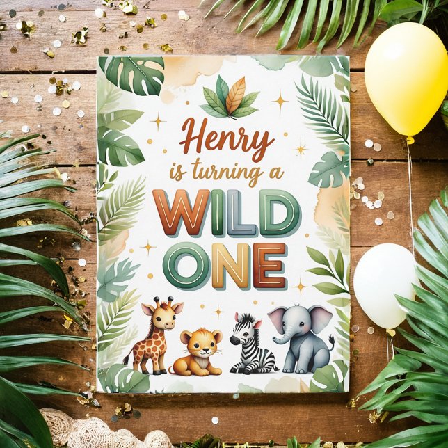Wild One 1st Birthday Invitation Card - Henry (Créateur téléchargé)