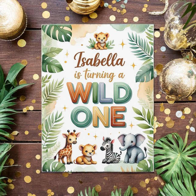 Wild One 1st Birthday Invitation Card - Isabella (Créateur téléchargé)