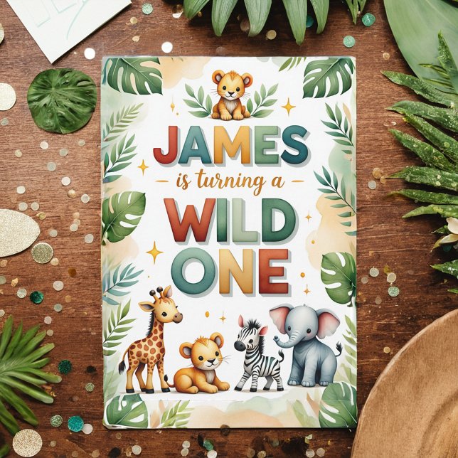 Wild One 1st Birthday Invitation Card - James (Créateur téléchargé)