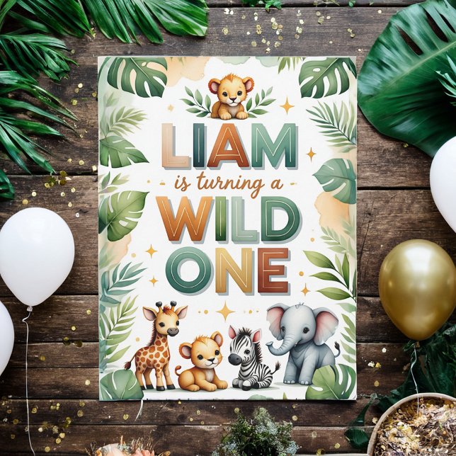 Wild One 1st Birthday Invitation Card - Liam (Créateur téléchargé)