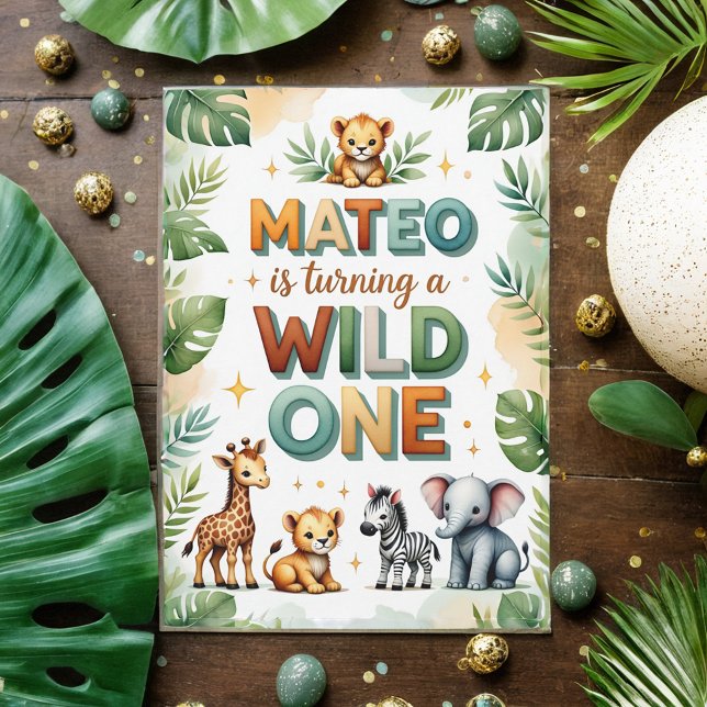 Wild One 1st Birthday Invitation Card - Mateo (Créateur téléchargé)