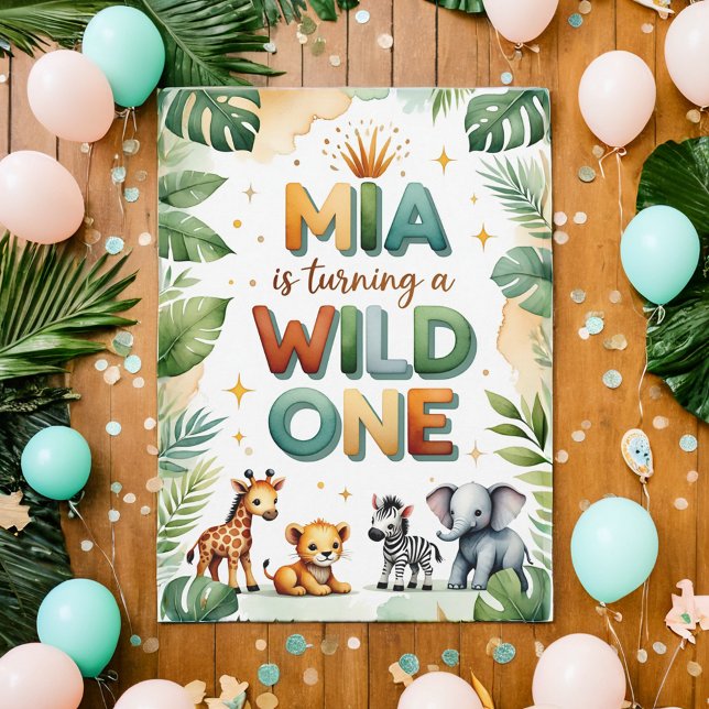 Wild One 1st Birthday Invitation Card - Mia (Créateur téléchargé)