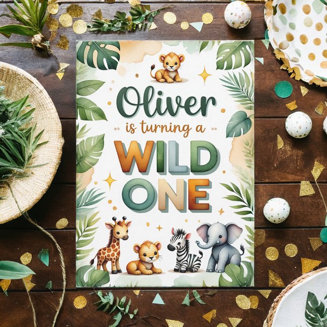Wild One 1st Birthday Invitation Card - Oliver (Créateur téléchargé)