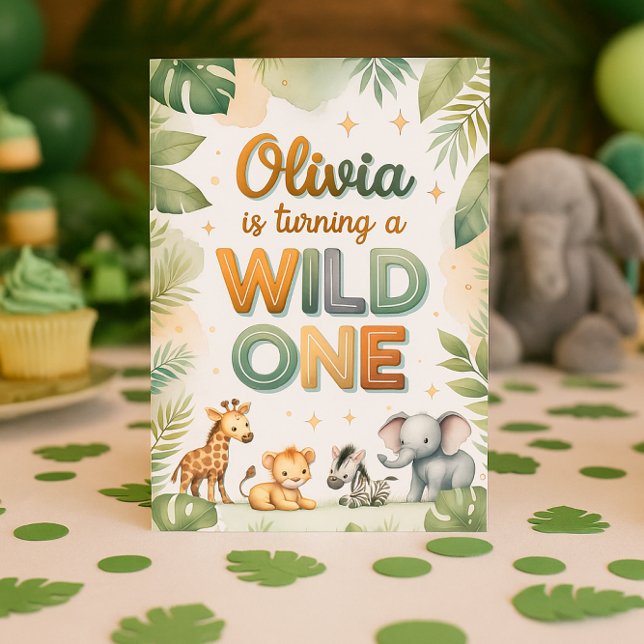 Wild One 1st Birthday Invitation Card - Olivia (Créateur téléchargé)