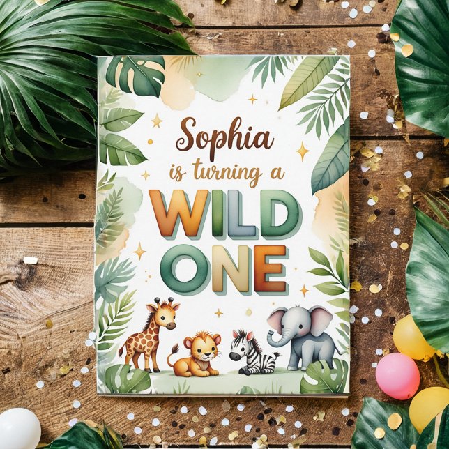 Wild One 1st Birthday Invitation Card - Sophia (Créateur téléchargé)