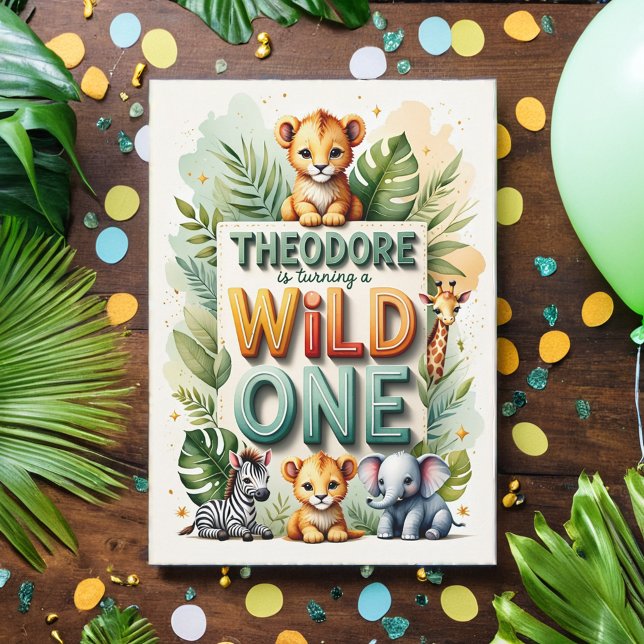 Wild One 1st Birthday Invitation Card - Theodore (Créateur téléchargé)
