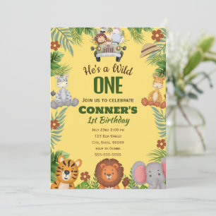 Wild One 1st Birthday Invitation pour garçon