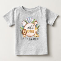 Wild One 1st Birthday Safari Baby T-shirt