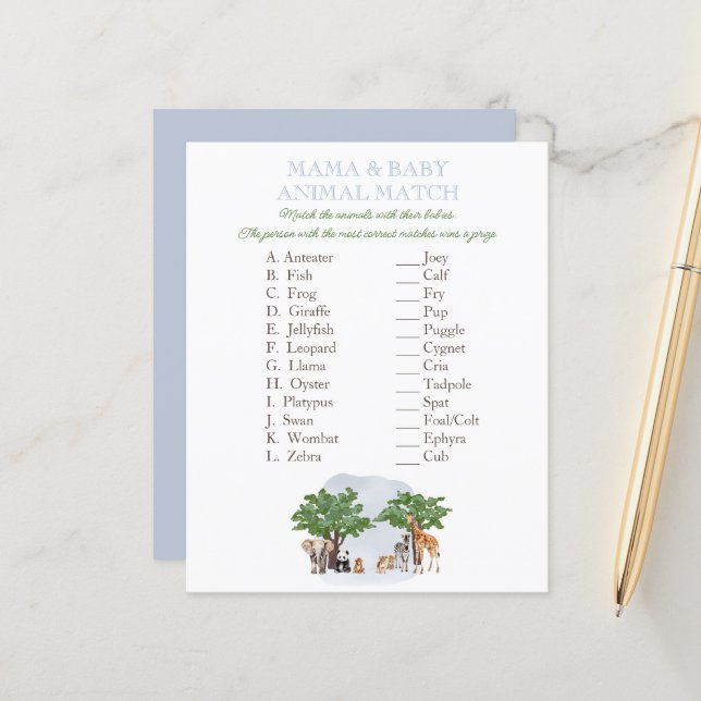 Wild One Animal Safari Animal Match Jeu (Devant/Arrière en situation)