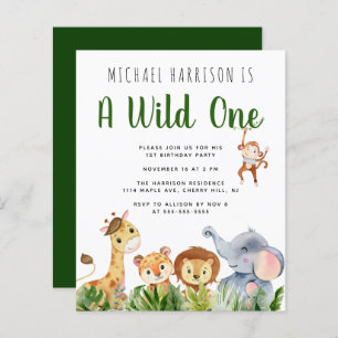 Wild One Animaux 1er Anniversaire Fête Invitation