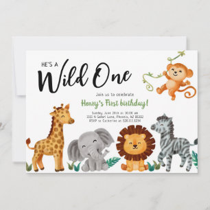 Wild One Animaux 1er Anniversaire Fête Invitation