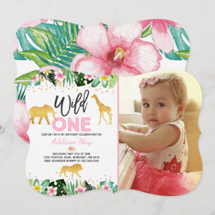 Wild One Anniversaire Invitation Jungle Animaux Pa