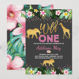 Wild One Anniversaire Invitation Jungle Animaux Pa
