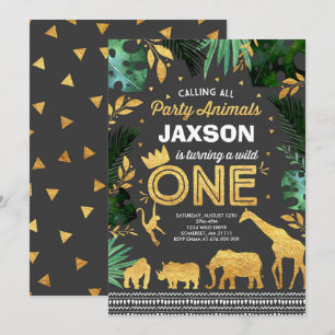 Wild One Anniversaire Invitation Jungle Animaux Pa