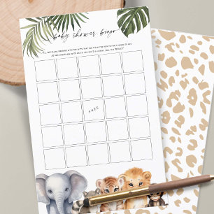 Wild One Baby Boy Shower Bingo Safari Animaux