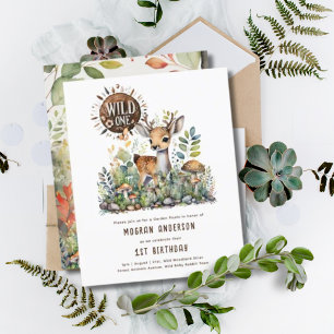 Wild One Baby Deer Bois Animaux 1er anniversaire