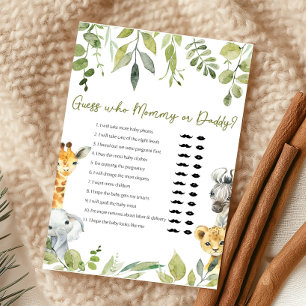 Wild One Baby shower Safari Devinez Qui Joue