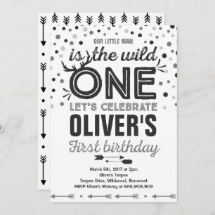 Wild One Birthday Invitation Modern Wild One Party