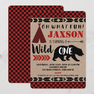 Wild one boy 1er premier anniversaire invitation k