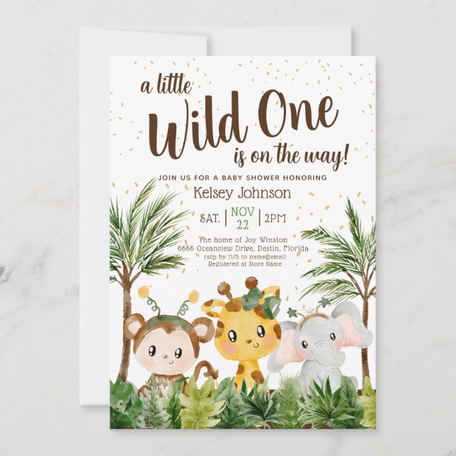 Wild One Boy Jungle Baby shower Invitation (Devant)