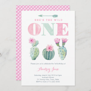 Wild One Cactus 1er anniversaire invitations pour 